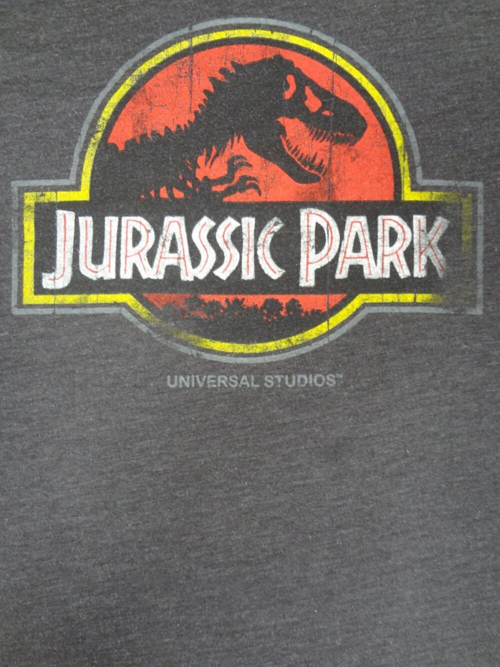 UNIVERSAL STUDIOS JURASSIC PARK T-REX - GRAY LARGE T-SHIRT L861